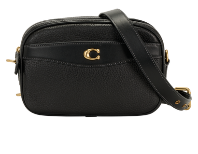 Camera Bag, &pound;150, Handbags, Black, Leather, Front view